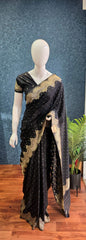 Scallop Border Black Gorgette Saree