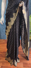 Scallop Border Black Gorgette Saree