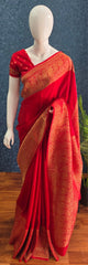 Big Border Red Mushru Silk Saree