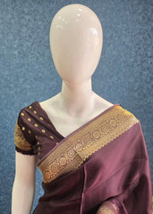 Soft Dark Brown Mushru Silk Saree