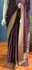 Soft Dark Brown Mushru Silk Saree