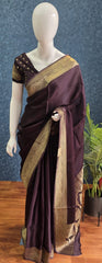 Soft Dark Brown Mushru Silk Saree