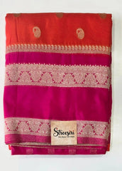 Orange Pink Gorgette Saree