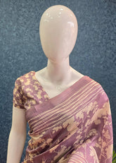 Tussar Crush Floral Light Purple Cream