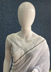 Bengal White Checks Cotton Saree