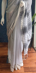 Bengal White Checks Cotton Saree
