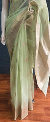 Banarasi Kora Organza Light Pista Green