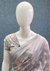 Tussar Crush Floral Lavender Cream