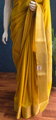 Soft Yellow Semi Silk Saree