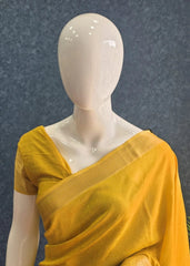 Soft Yellow Semi Silk Saree