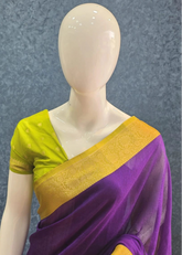 Soft Silk Anandi Plain Purple Parrot Green