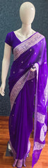 Pure Banarasi Khaddi Chiffon - Purple
