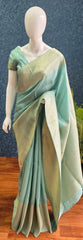 Big Border Aqua Blue Mushru Silk Saree