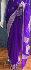 Pure Banarasi Khaddi Chiffon - Purple