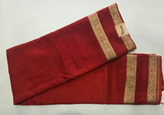 Crepe Brick Red Viscose Saree