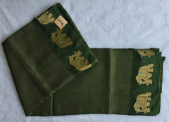Russaian Green Semi Silk Saree