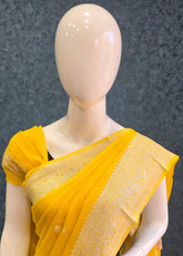 Pure Banarasi khaddi chiffon - yellow