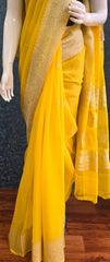 Pure Banarasi khaddi chiffon - yellow