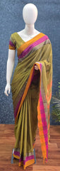 Avani Border Cotton Mehandi Green