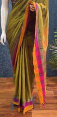 Avani Border Cotton Mehandi Green