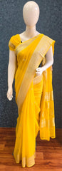 Pure Banarasi khaddi chiffon - yellow