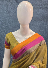 Avani Border Cotton Mehandi Green