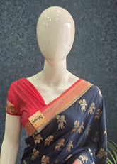 Coco Silk Contrast Navy Blue Rose pink