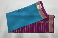 Pure Mysore Blue Magenta Crepe Silk Saree