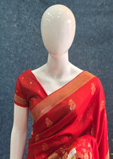 Crushed Tussar Brick Red