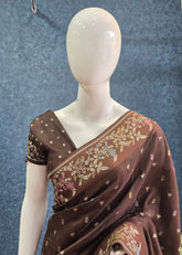 Tussar Silk Butta Dark Brown