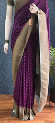 Contrast Purple Aqua Blue Semi Silk Saree
