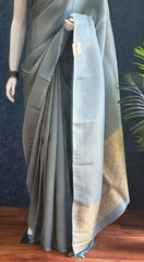Brocade Light Blue Tissue Saree