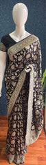 Pure banarasi khaddi gorgette- black