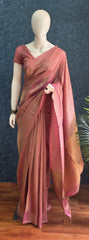 Brocade Rose Pink Tissue Saree