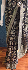 Pure banarasi khaddi gorgette- black