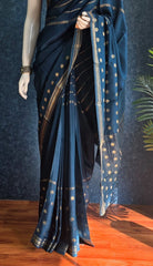 Butta Dark Teal Blue Viscose Saree