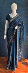 Butta Dark Teal Blue Viscose Saree