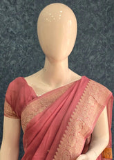 Pure Banarasi - Khaddi chiffon - pink