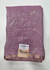 Brocade Lavender Pure Crepe Silk Saree