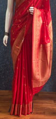Pani Self Red Semi Silk Saree