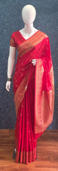 Pani Self Red Semi Silk Saree