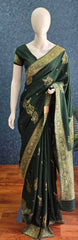 Self Bottle Green Matka Silk Saree