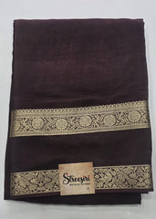 Crepe Dark Brown Viscose Saree