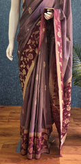 Floral Lavender Purple Tissue saree