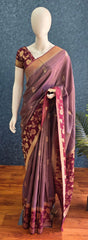 Floral Lavender Purple Tissue saree