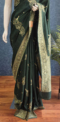 Self Bottle Green Matka Silk Saree