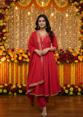 Salwar Suit 3Piece Small Flower Red