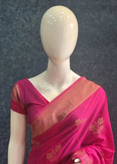 Pani Silk Self Flower Rani Pink