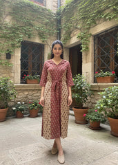 Kalamkari 1 Piece Dress Maroon