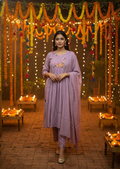 Salwar Suit 3 Piece Mul Chanderi Lavender